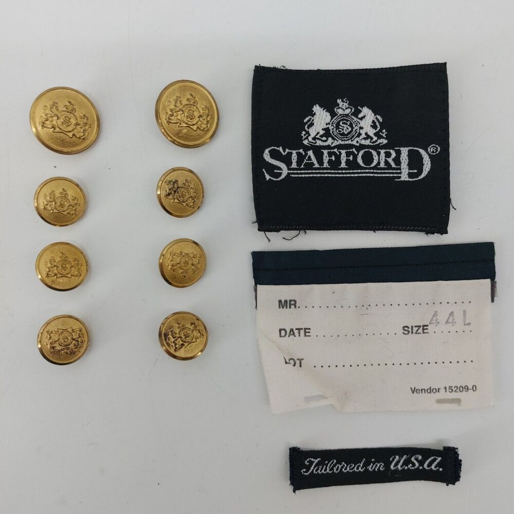 Stafford Gold Tone Blazer Jacket Replacement button Set 8 Tags
